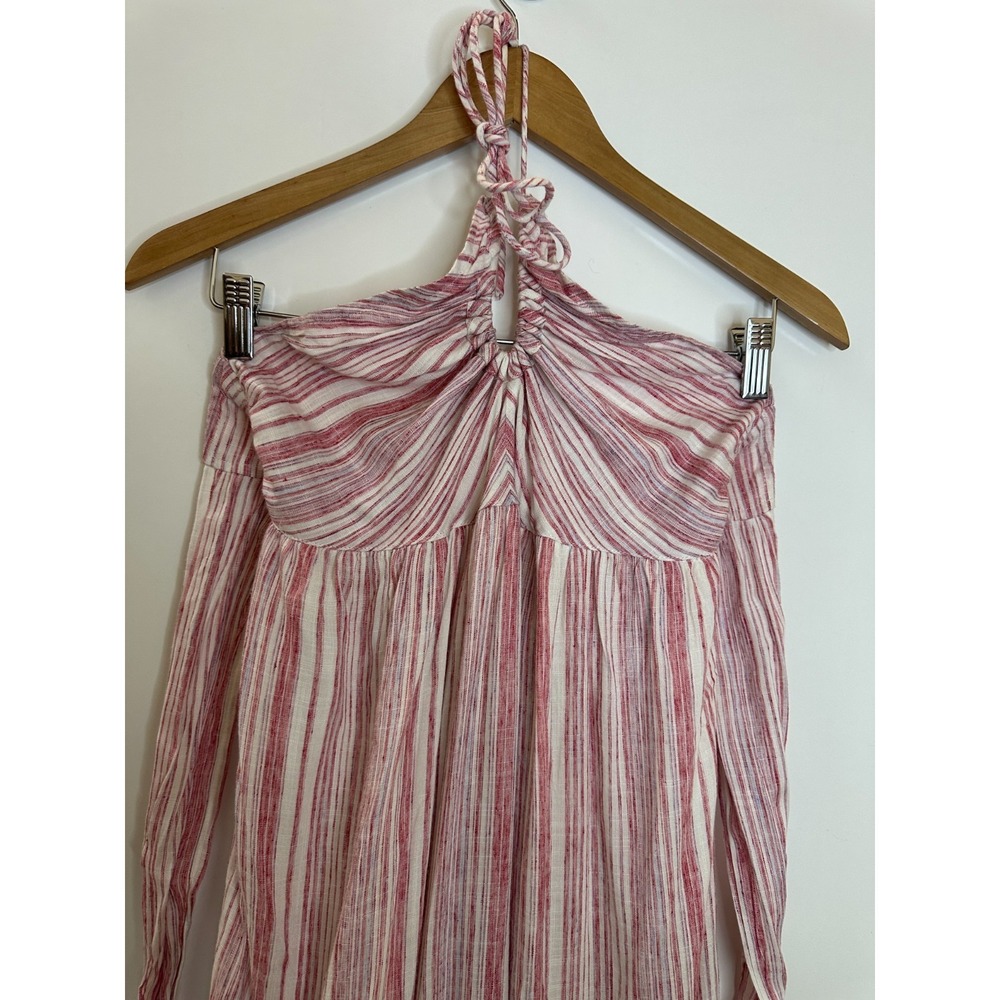Free People Audrey Stripe Halter Maxi Dress Pink White Open Back Boho Womens XS - Picture 4 of 16